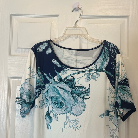 Women's Plus Size Elegant Floral Print Color Block Long Maxi Dress 16W & 20W - Picture 7 of 11